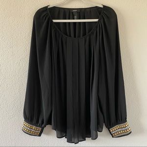 Alfani Studded Black Sheer Blouse